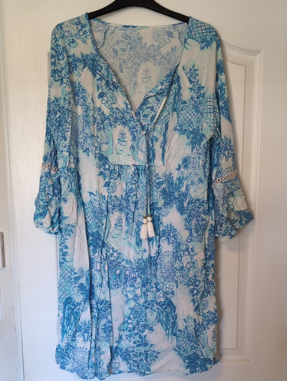 Lilly Pulitzer Blue Floral Tie-Front Women's Dress